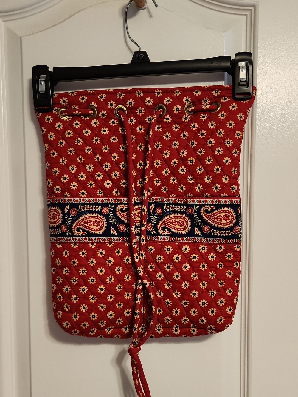 Vera Bradley Americana Red Paisley Quilted Drawstring Backpack *retired pattern*